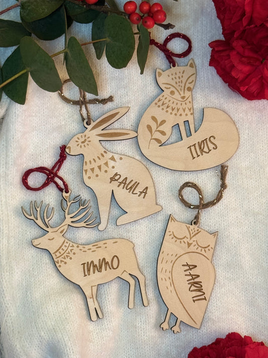 Kuusenkoriste Forest Animals - 4 kpl paketti
