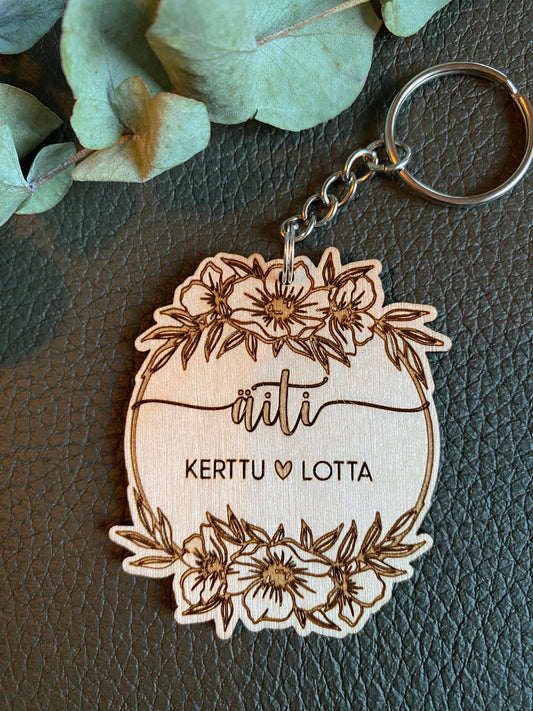 Avaimenperä Floral Mama koivuvaneri